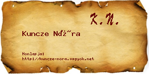 Kuncze Nóra névjegykártya